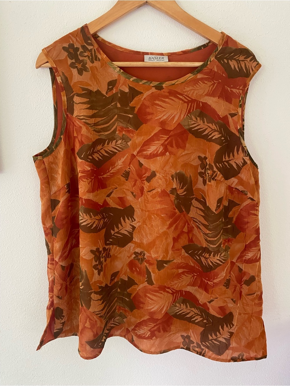 Basler vintage Orange and Olive Tropical Print Sleeveless Tank